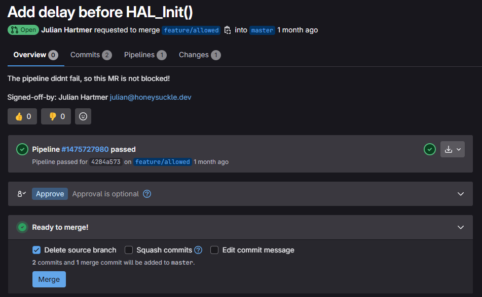 Example One of Merge Request